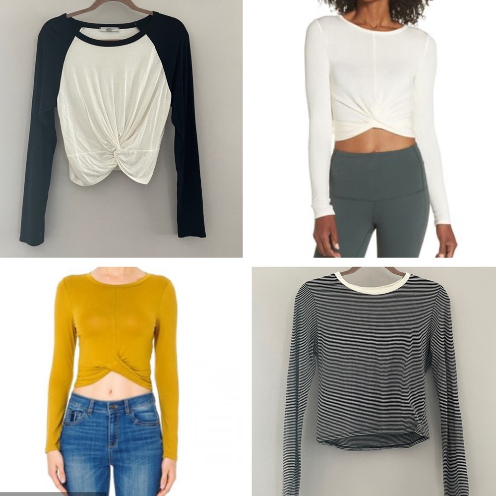 *BUNDLE OF 4* Long Sleeve Cropped Tops Large